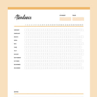 Printable Homeschool Attendance Sheet - Orange