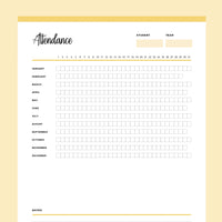 Printable Homeschool Attendance Sheet - Yellow