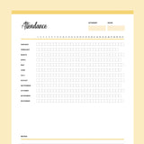 Printable Homeschool Attendance Sheet - Yellow