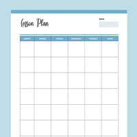 Printable Homeschool Lesson Plan Overview - Blue