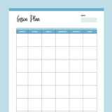 Printable Homeschool Lesson Plan Overview - Blue