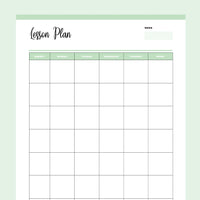 Printable Homeschool Lesson Plan Overview - Green