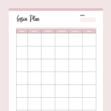 Printable Homeschool Lesson Plan Overview - Pink