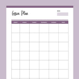 Printable Homeschool Lesson Plan Overview - Purple
