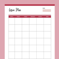 Printable Homeschool Lesson Plan Overview - Red