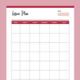 Printable Homeschool Lesson Plan Overview - Red