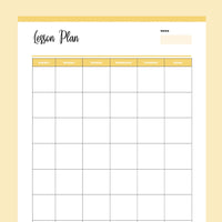 Printable Homeschool Lesson Plan Overview - Yellow