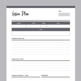 Printable Homeschool Lesson Planner - Grey