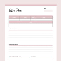 Printable Homeschool Lesson Planner - Pink