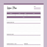 Printable Homeschool Lesson Planner - Purple