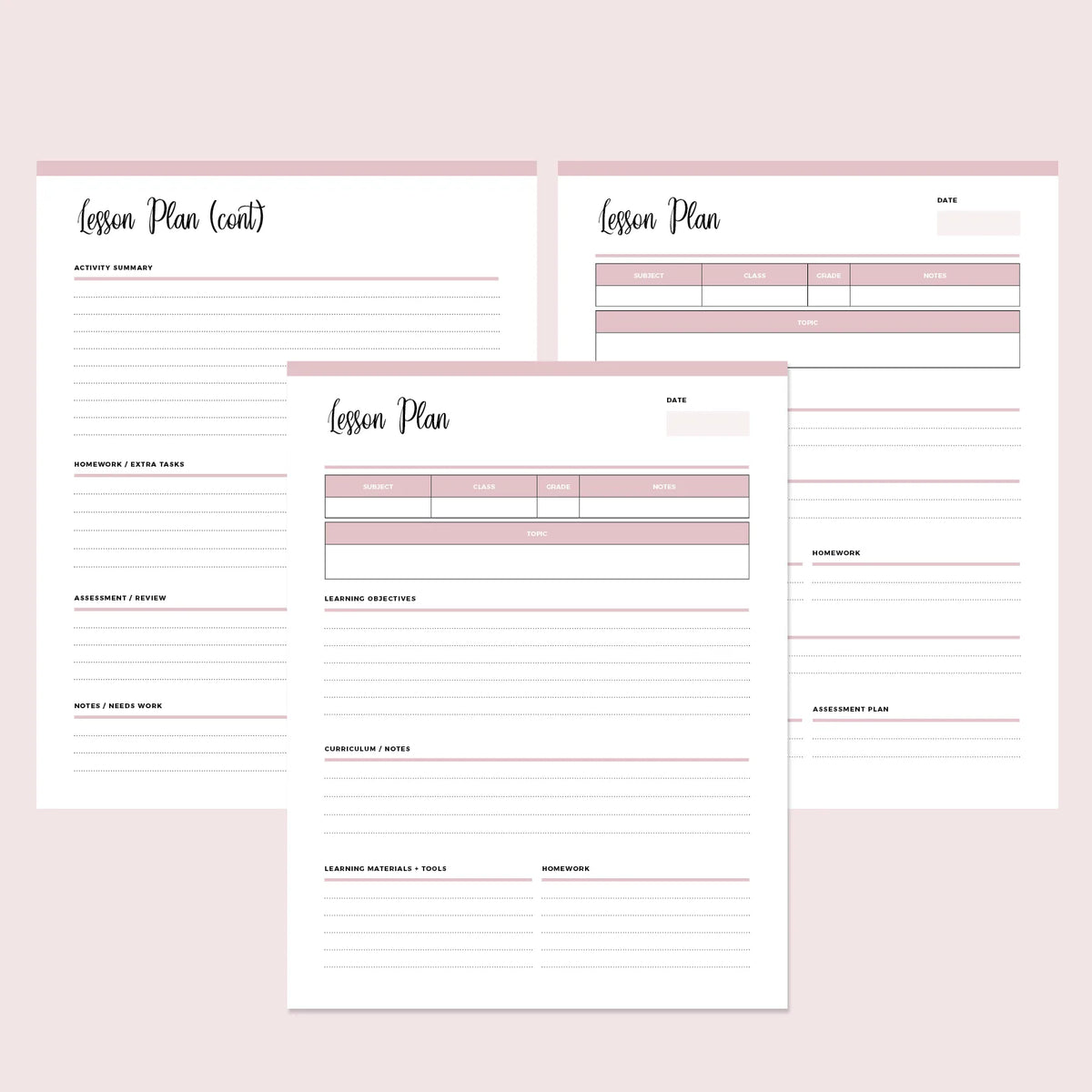 Printable Homeschool Lesson Planner | Instant download PDF | A4 & US ...