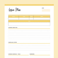 Printable Homeschool Lesson Planner - Yellow