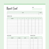 Printable Homeschool Report Card Template - Green