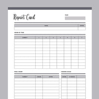 Printable Homeschool Report Card Template - Grey