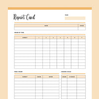 Printable Homeschool Report Card Template - Orange