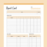 Printable Homeschool Report Card Template - Orange