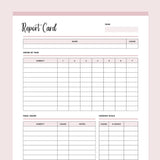 Printable Homeschool Report Card Template - Pink