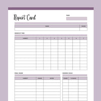 Printable Homeschool Report Card Template - Purple