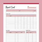 Printable Homeschool Report Card Template - Red