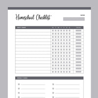 Printable Homeschooling Checklist - Grey