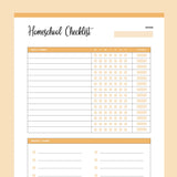 Printable Homeschooling Checklist - Orange