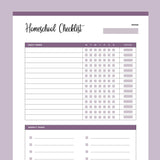 Printable Homeschooling Checklist - Purple