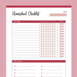 Printable Homeschooling Checklist - Red