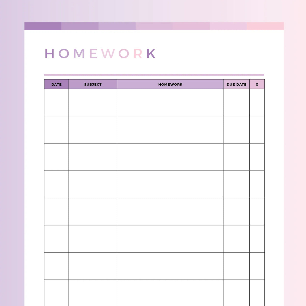 Printable Homework Log For Kids | Instant Download PDF | A4 and US ...