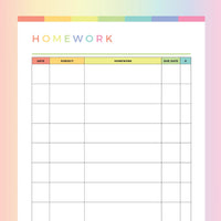 Printable Homework Log For Kids | Instant Download PDF | A4 and US ...