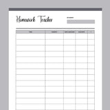 Printable Homework Tracker For Homeschooling Parents - Grey