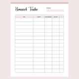Printable Homework Tracker For Homeschooling Parents