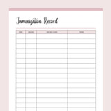 Inminization Record Card Printable Immunization Record – Plan Print Land