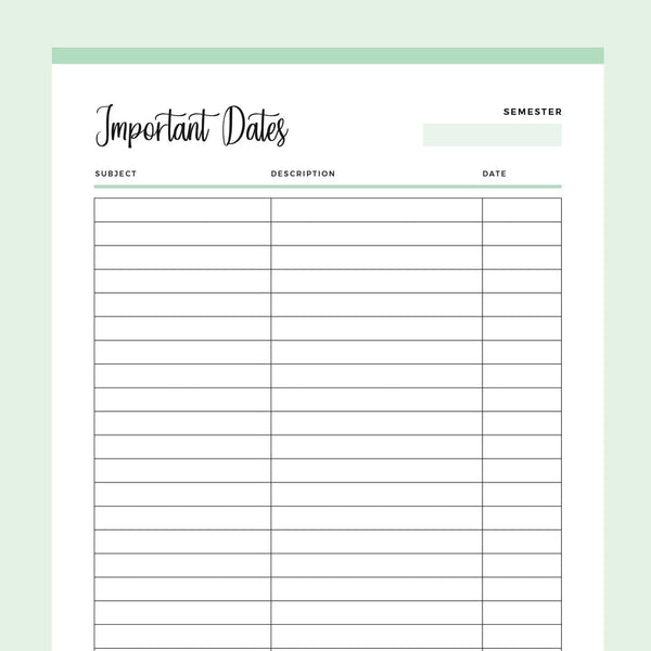 Printable Important Dates List for Students | Printable PDF – Plan Print Land printable-important-dates-list-for-students-printable-pdf-plan-print-land