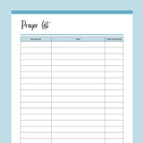 Printable Important Prayer List - Blue