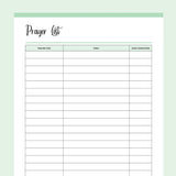 Printable Important Prayer List - Green