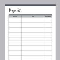Printable Important Prayer List - Grey