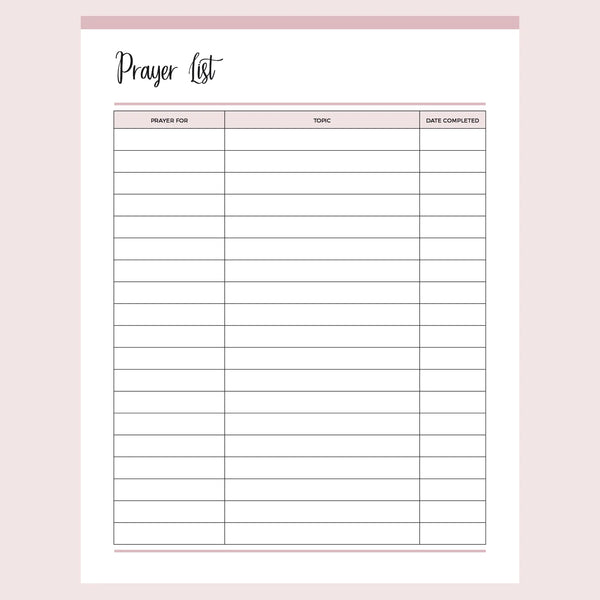 Printable Important Prayer List