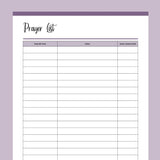 Printable Important Prayer List - Purple