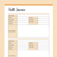 Printable Insurance Information Templates | Instant Download PDF – Plan ...