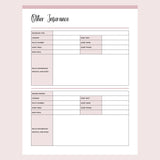 Printable Insurance Information Templates - Page 3
