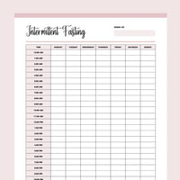 Printable Intermittent Fasting Tracker - Pink