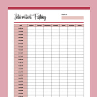 Printable Intermittent Fasting Tracker - Red