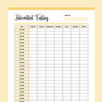 Printable Intermittent Fasting Tracker - Yellow