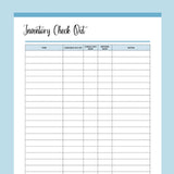 Printable Inventory Check-Out Tracking Form - Blue