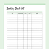 Printable Inventory Check-Out Tracking Form - Green