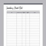 Printable Inventory Check-Out Tracking Form - Grey