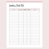 Printable Inventory Check-Out Tracking Form