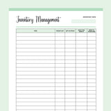 Printable Inventory Sheet - Green