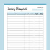 Printable Inventory Sheet - Blue