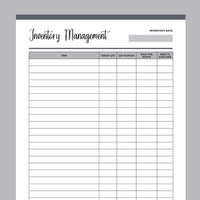 Printable Inventory Sheet - Grey